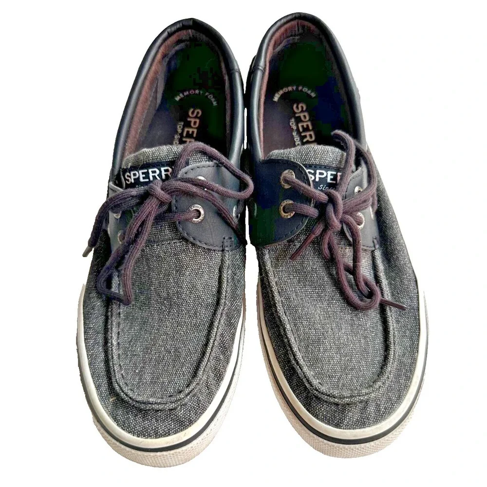 Sperry Top Sider Boat Shoes Mens 8 Dark Gray 2 Eye Lace Up STS23000 Preppy Nauti